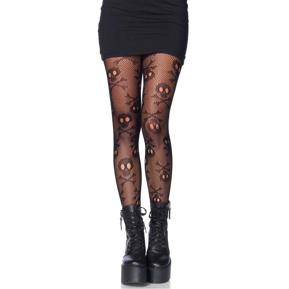 Leg Avenue - Pirate Skull Net Strumpfhose - Schwarz